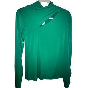 green cut out turtleneck top